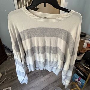 Garage White and Gray Striped Knit Top